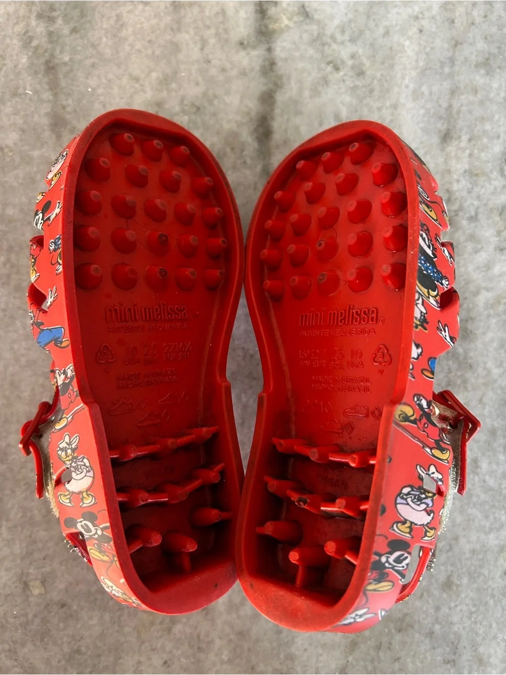 Mini Melissa x Disney Red Mickey Kids Jelly Sandals Size 10
